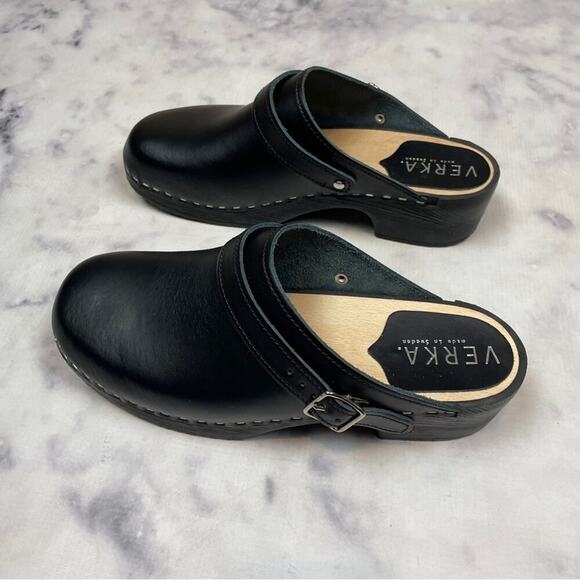 Verka Black Leather Convertible Slingback Clogs Sz 41 - Picture 4 of 11
